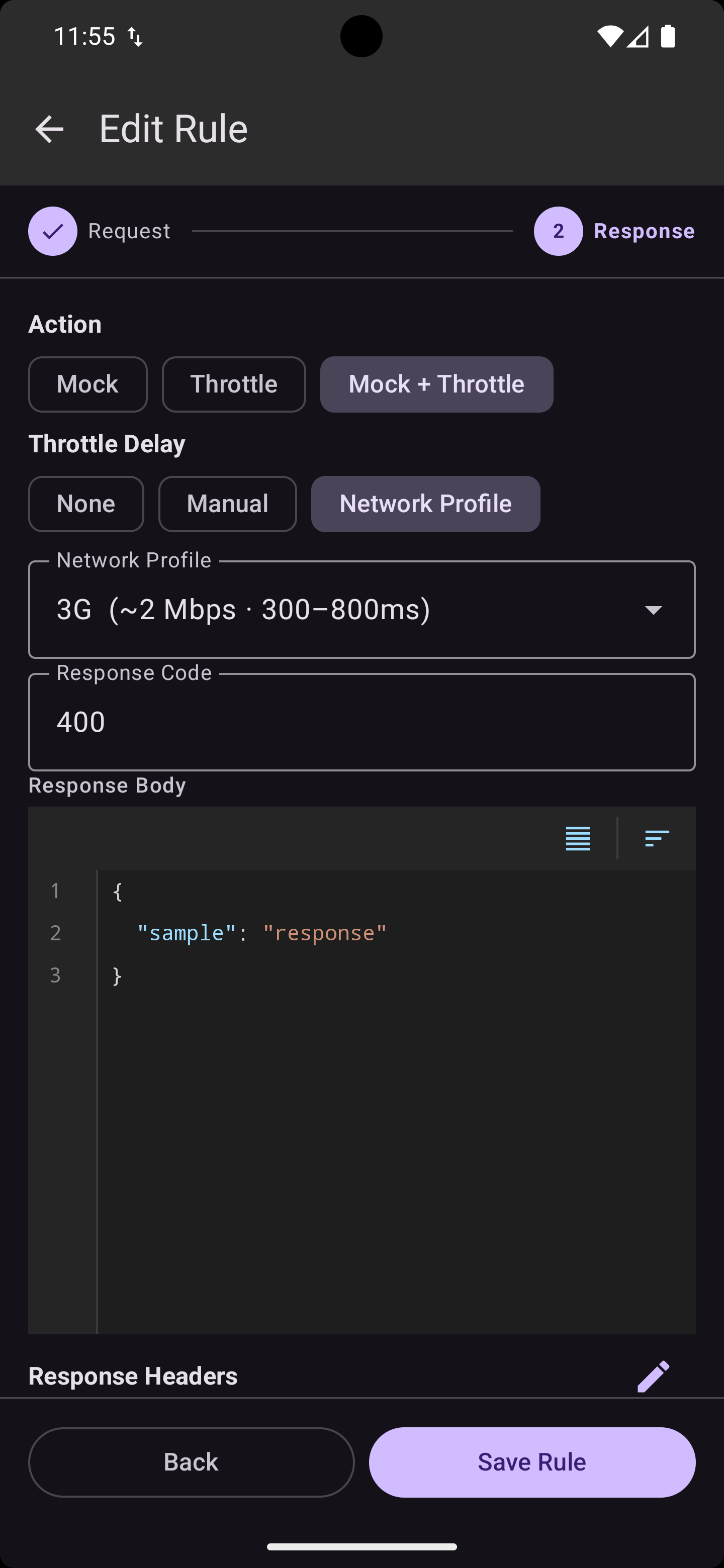 Mock + Throttle Rule