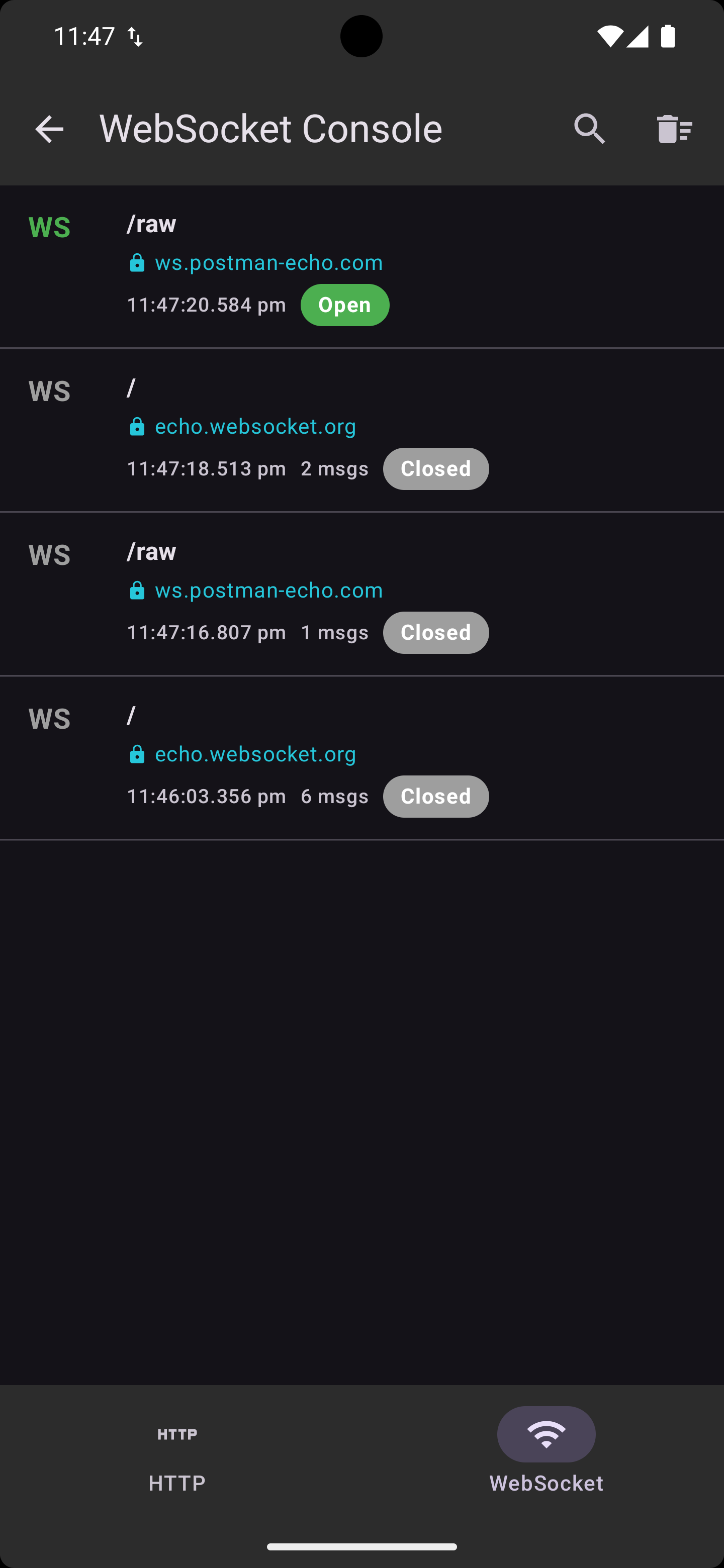 WebSocket List